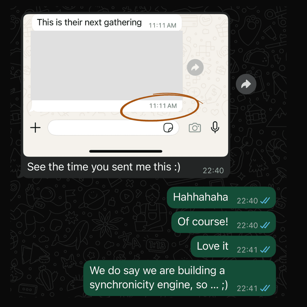 The Synchronicity Engine surfacing a timely member introduction in chat